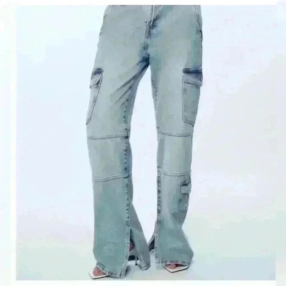 Zara Light Wash Cargo Jeans